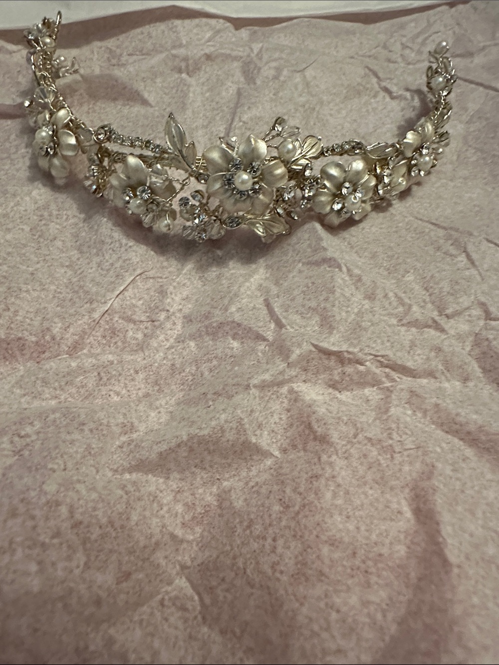 Bridal Floral Pearl and Crystal Headband